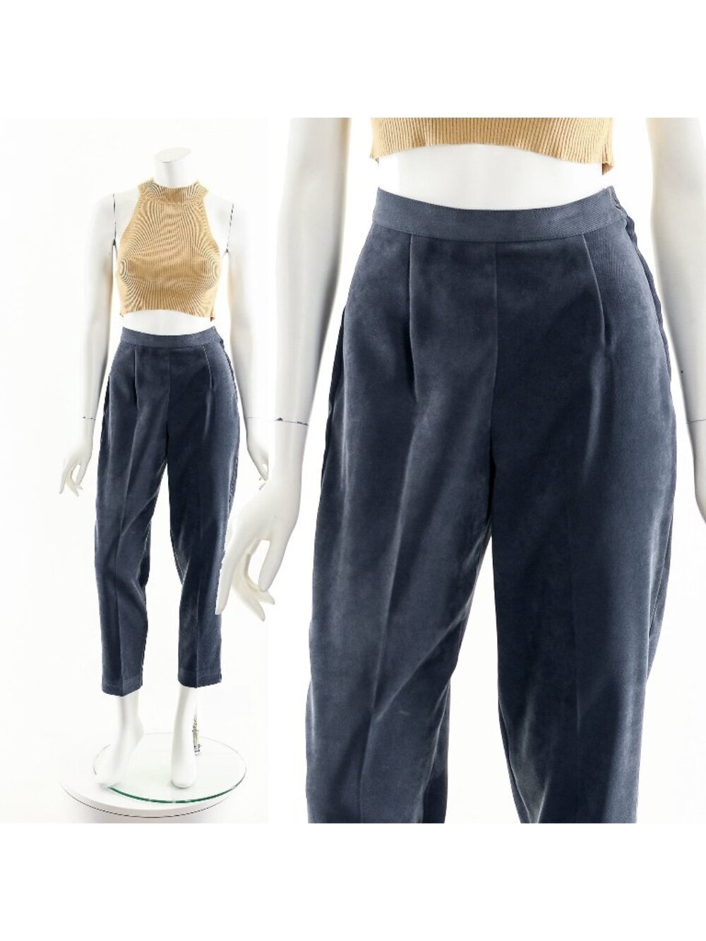 Dark Gary High Waist Tailored Trousers